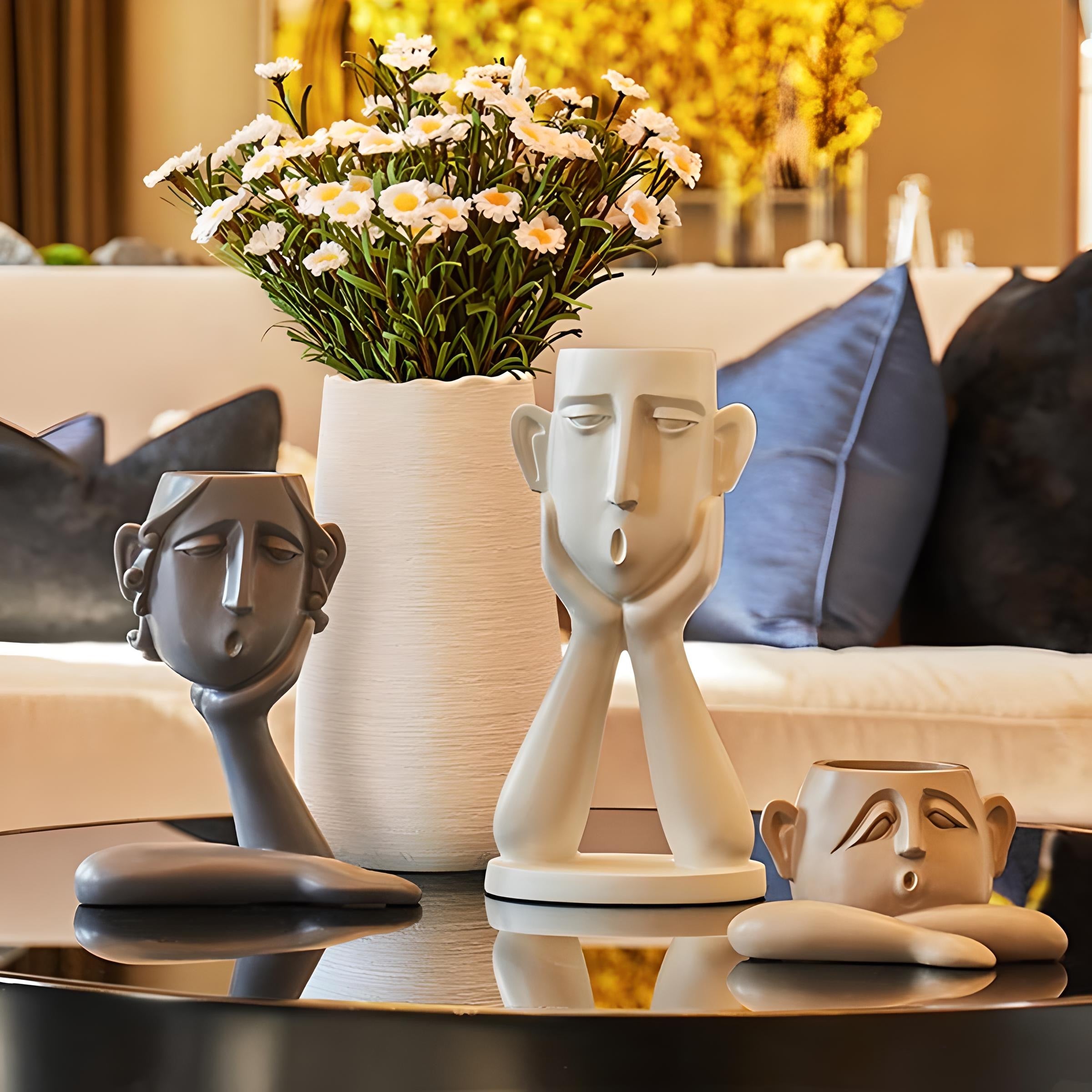 3pcs Ceramic Human Face Flower Vase - COOLCrown Store