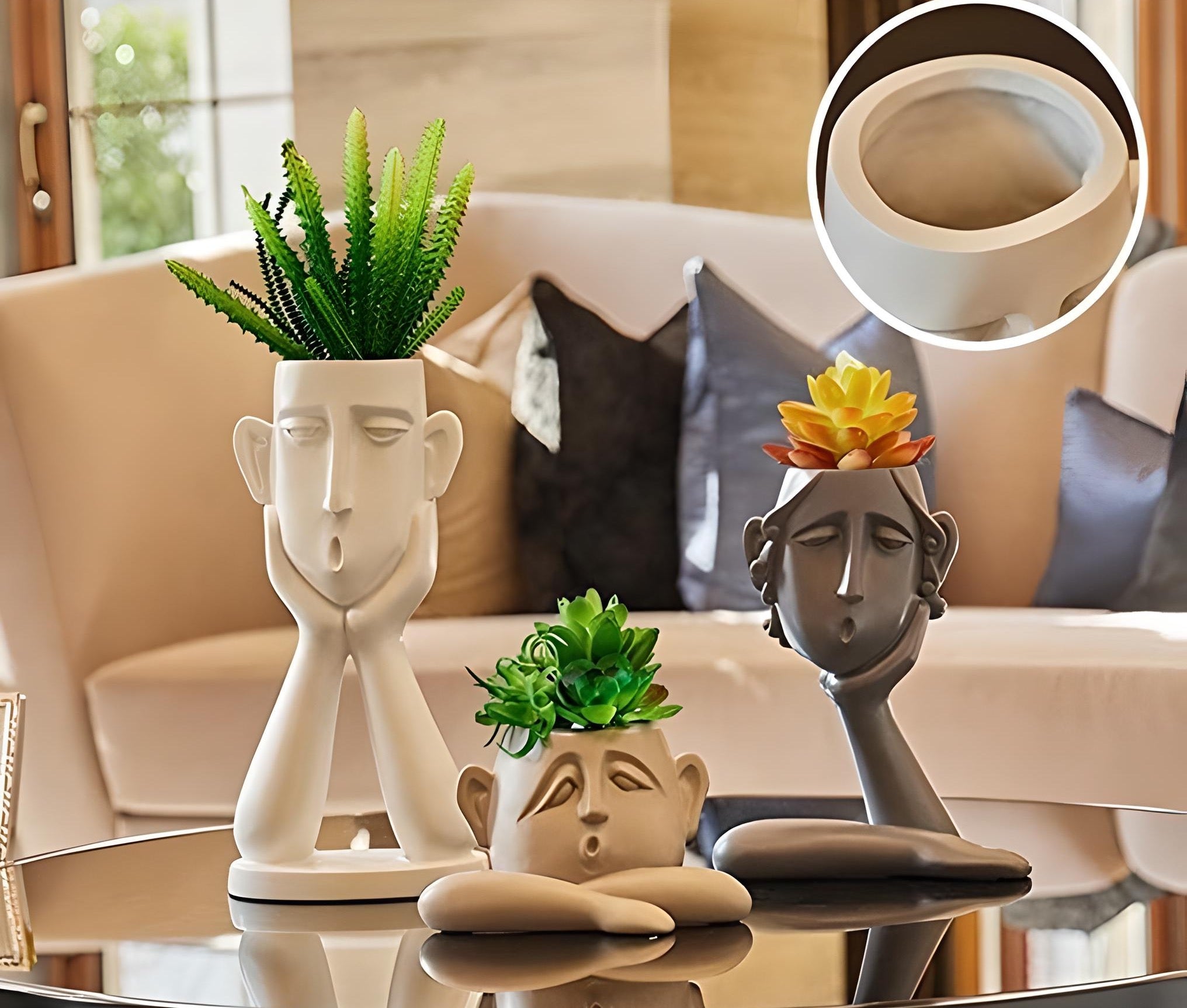 3pcs Ceramic Human Face Flower Vase - COOLCrown Store