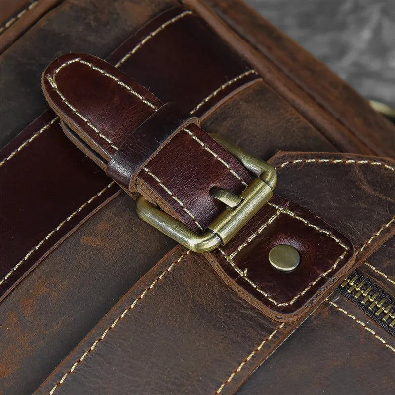 Retro Genuine Leather Backpack for Men – Durable Crazy Horse Daypack - COOLCrown Store