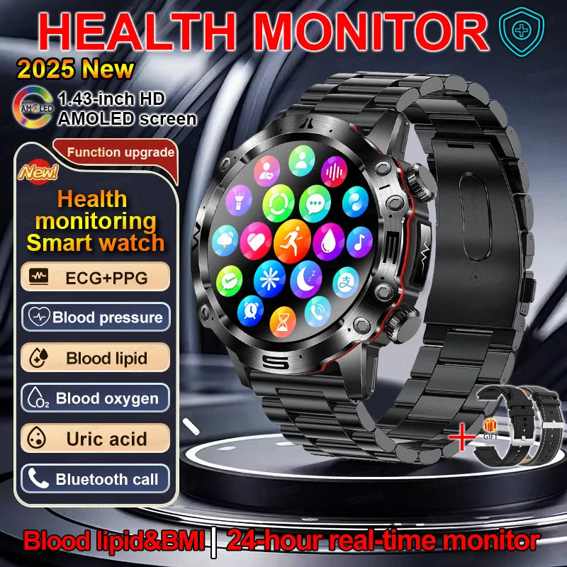 Smartwatch for Men – Health Tracker with ECG, BP, SpO2, Uric Acid - COOLCrown Store