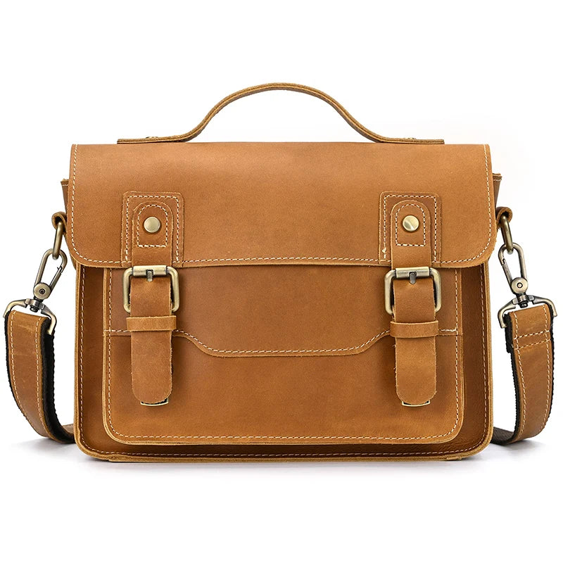 Vintage Crazy Horse Leather Men's Shoulder Crossbody Travel Bag - COOLCrown Store