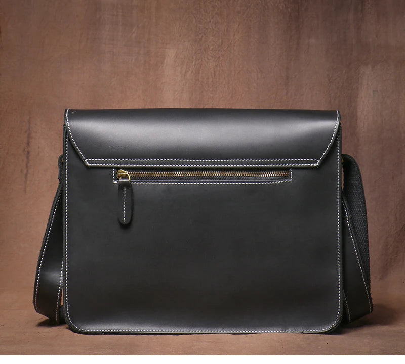 Retro Crazy Horse Leather Messenger Bag Crossbody Satchel - COOLCrown Store