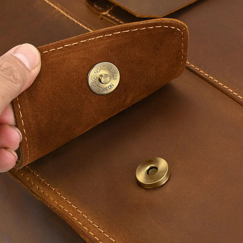 Vintage Crazy Horse Leather Backpack for Men – 15" Laptop Business Travel Bag - COOLCrown Store