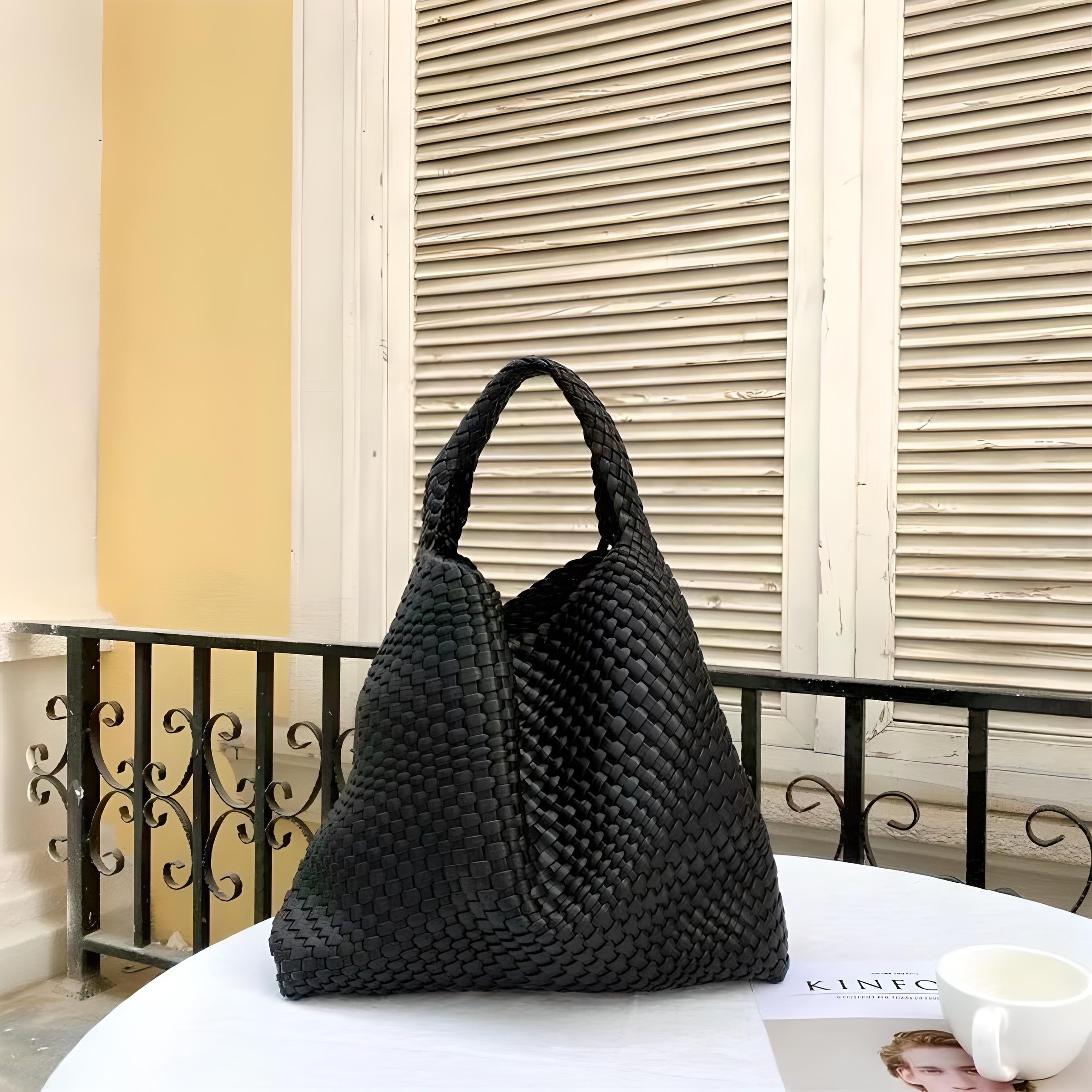 Soft PU Leather Woven Tote Handbag - COOLCrown Store