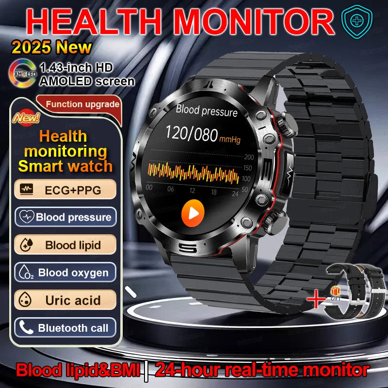 Smartwatch for Men – Health Tracker with ECG, BP, SpO2, Uric Acid - COOLCrown Store