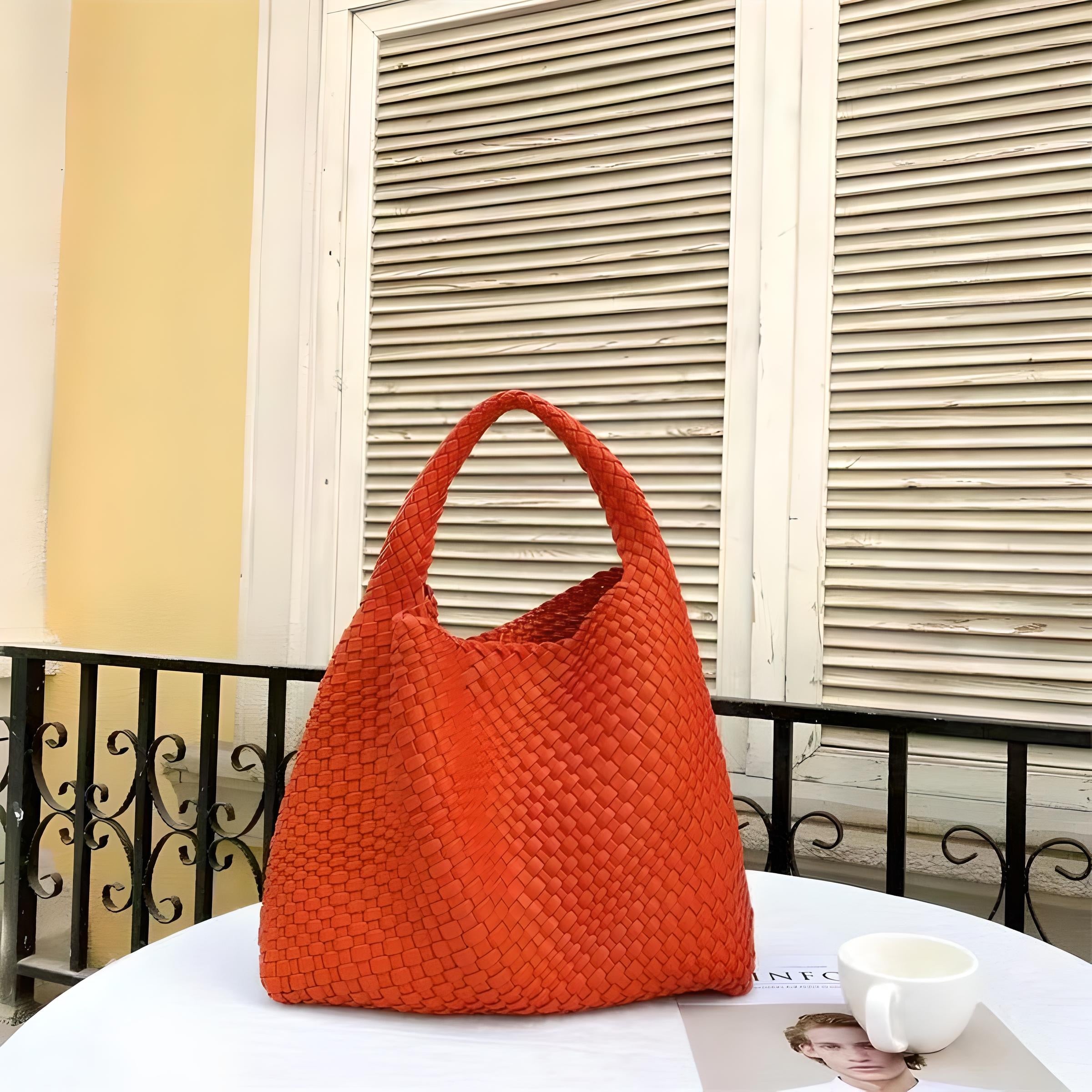 Soft PU Leather Woven Tote Handbag - COOLCrown Store
