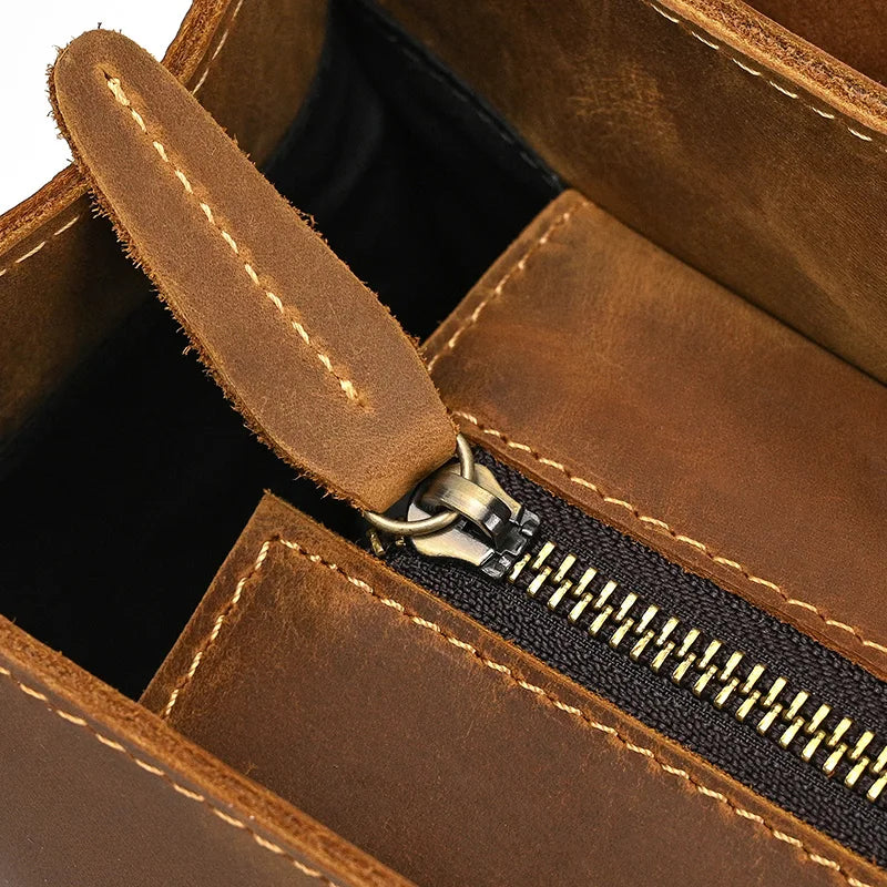 Vintage Crazy Horse Leather Backpack for Men – 15" Laptop Business Travel Bag - COOLCrown Store