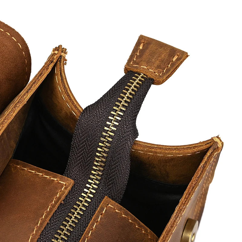 Vintage Crazy Horse Leather Backpack for Men – 15" Laptop Business Travel Bag - COOLCrown Store