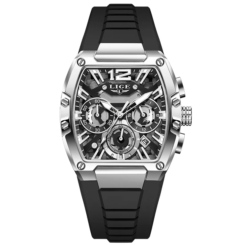 Men’s Sport Chronograph Watch with Calendar & Silicone Strap Quartz - COOLCrown Store