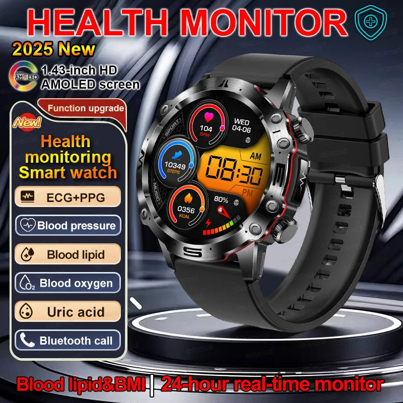 Smartwatch for Men – Health Tracker with ECG, BP, SpO2, Uric Acid - COOLCrown Store
