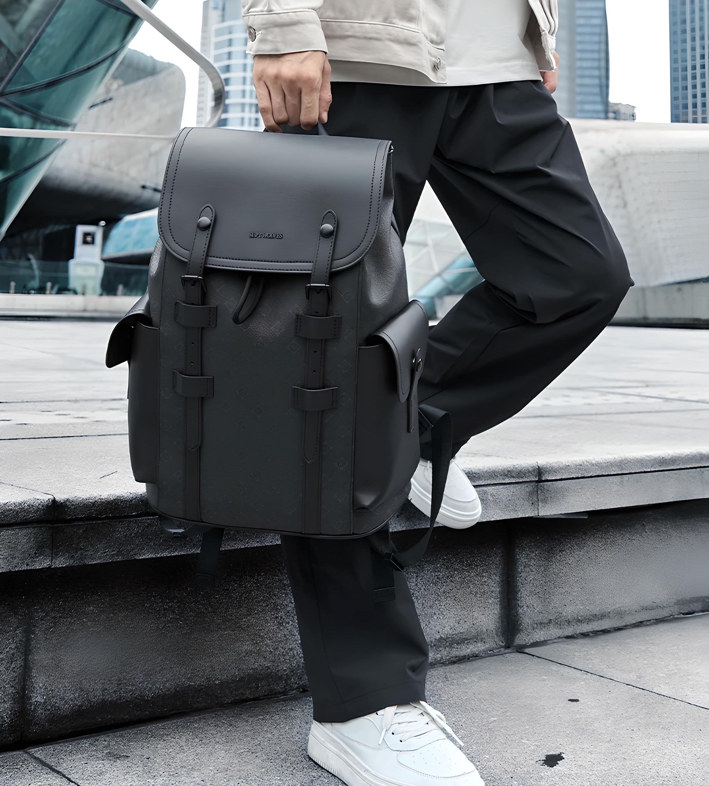 Septwolves Business Leather Backpack | Waterproof Laptop Travel Bag - COOLCrown Store