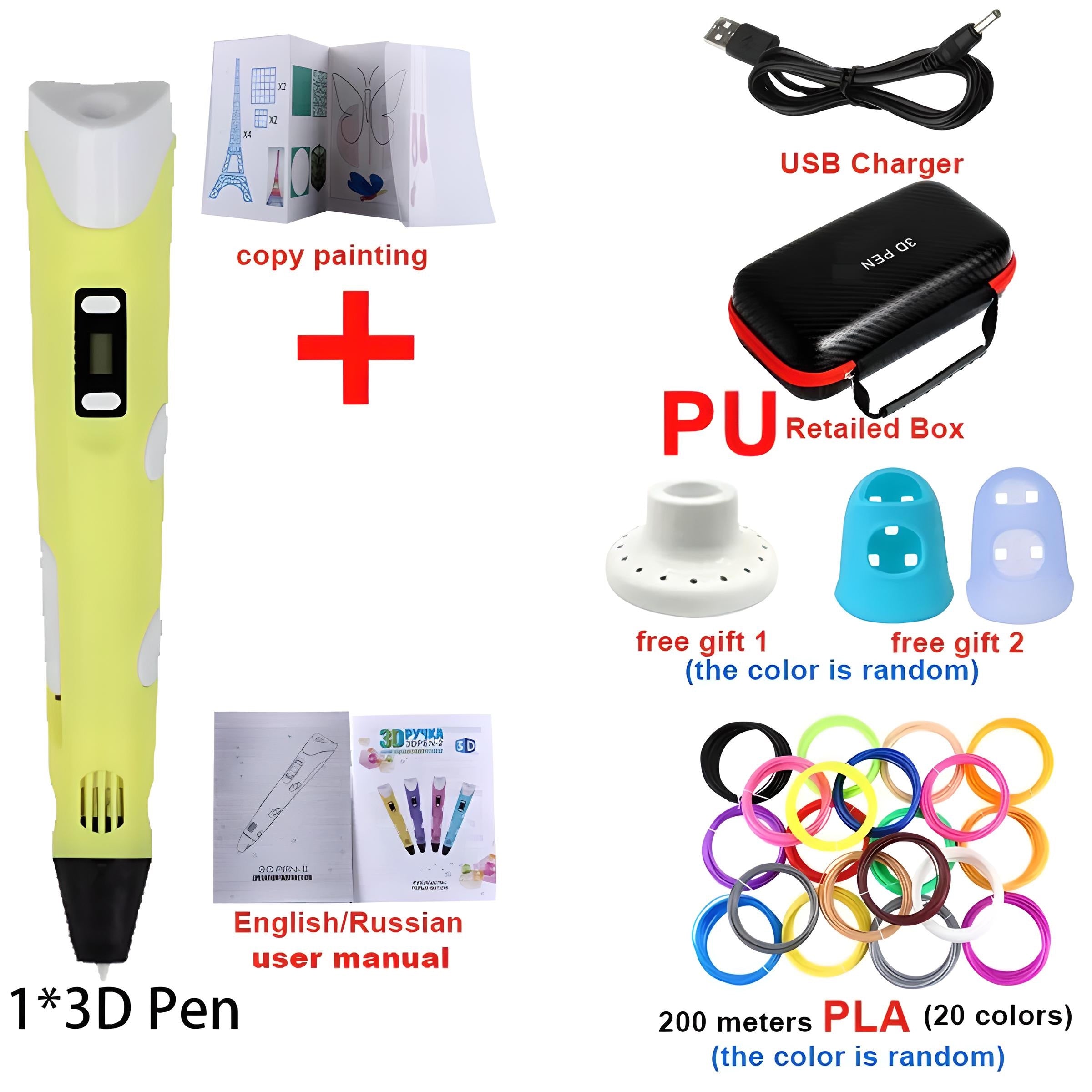 Safe 3D Pen For Children’s Drawing With 200M PLA Filament - COOLCrown Store