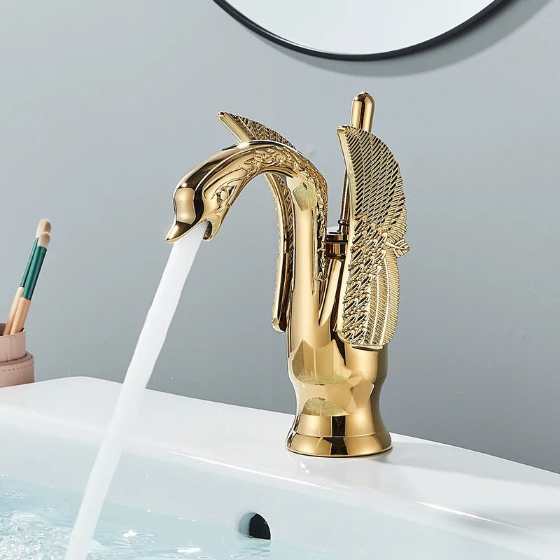 Golden Swan Brass Bathroom Faucet Mixer Tap for Sink Hot Cold Water - COOLCrown Store