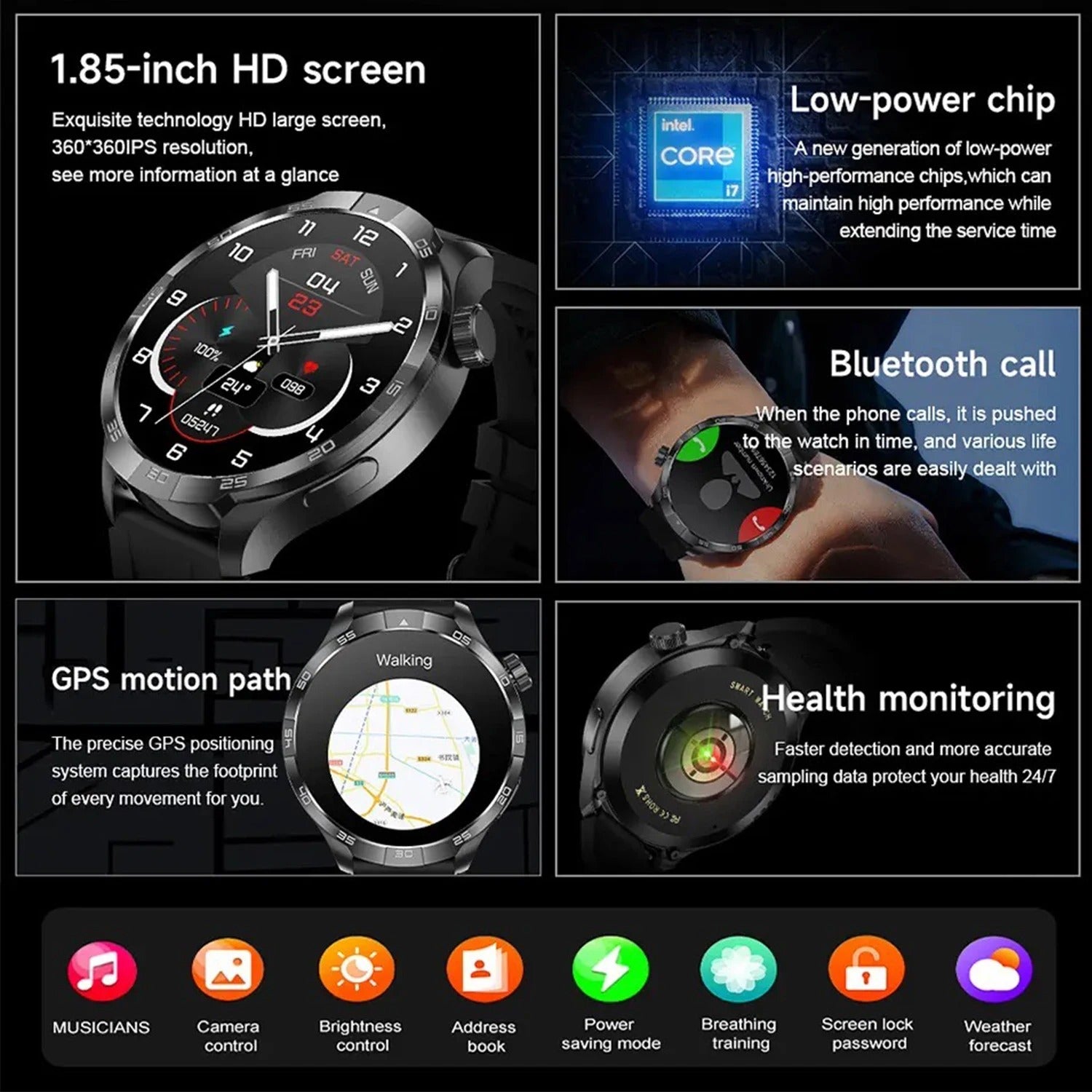 GT4 Pro+ Smartwatch GPS NFC AMOLED Bluetooth Call Tracker Watch - COOLCrown Store