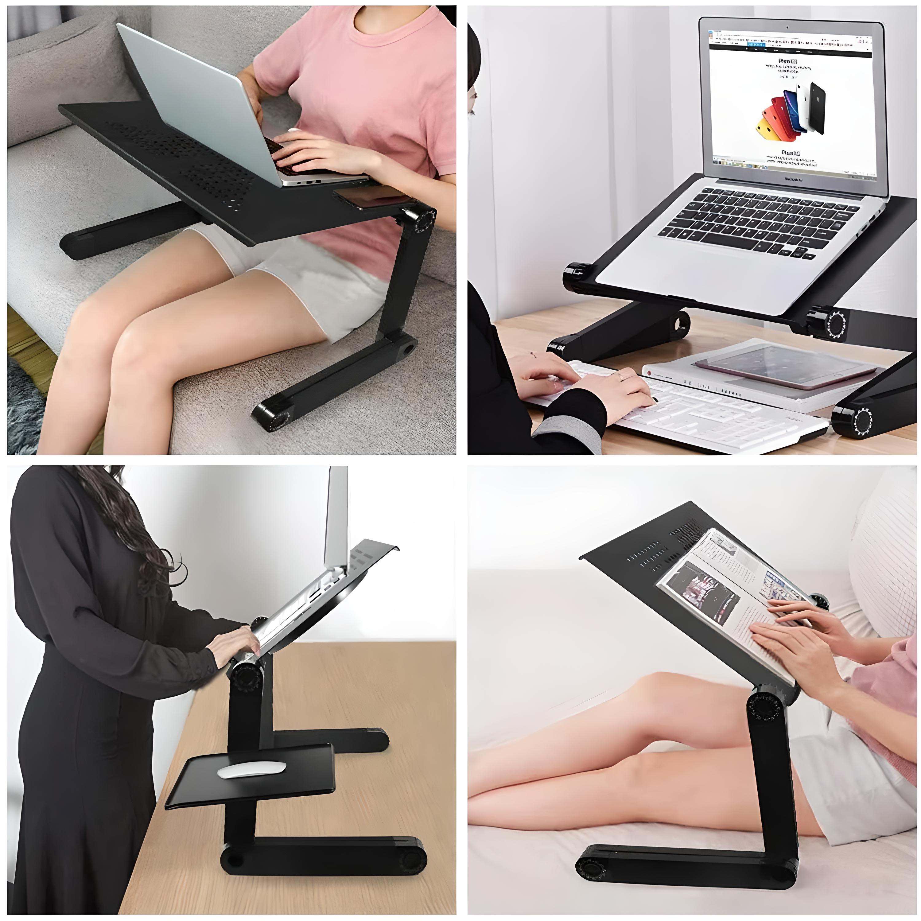 Adjustable Aluminum Laptop Stand with Fan & Mouse Pad for Bed/Couch - COOLCrown Store