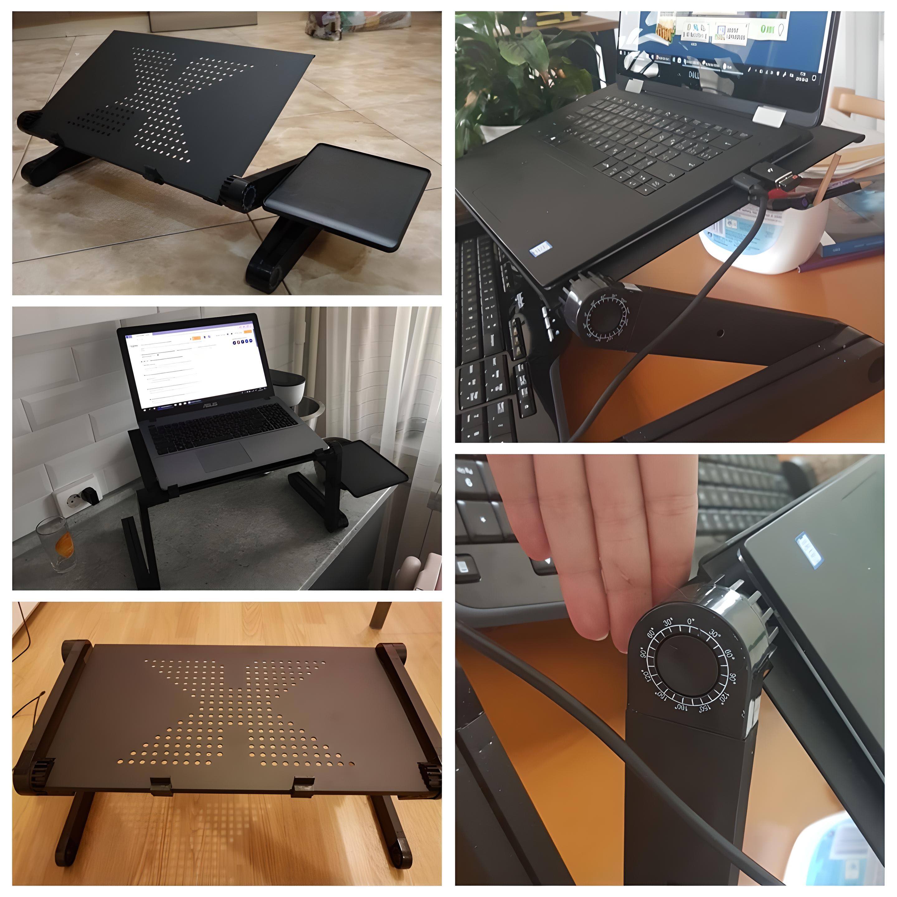 Adjustable Aluminum Laptop Stand with Fan & Mouse Pad for Bed/Couch - COOLCrown Store