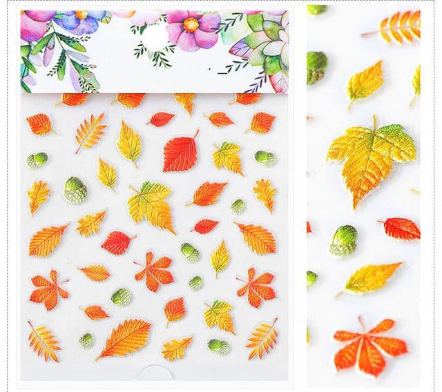 3D Embossed Flower Leaf Nail Sticker Decals - COOLCrown Store