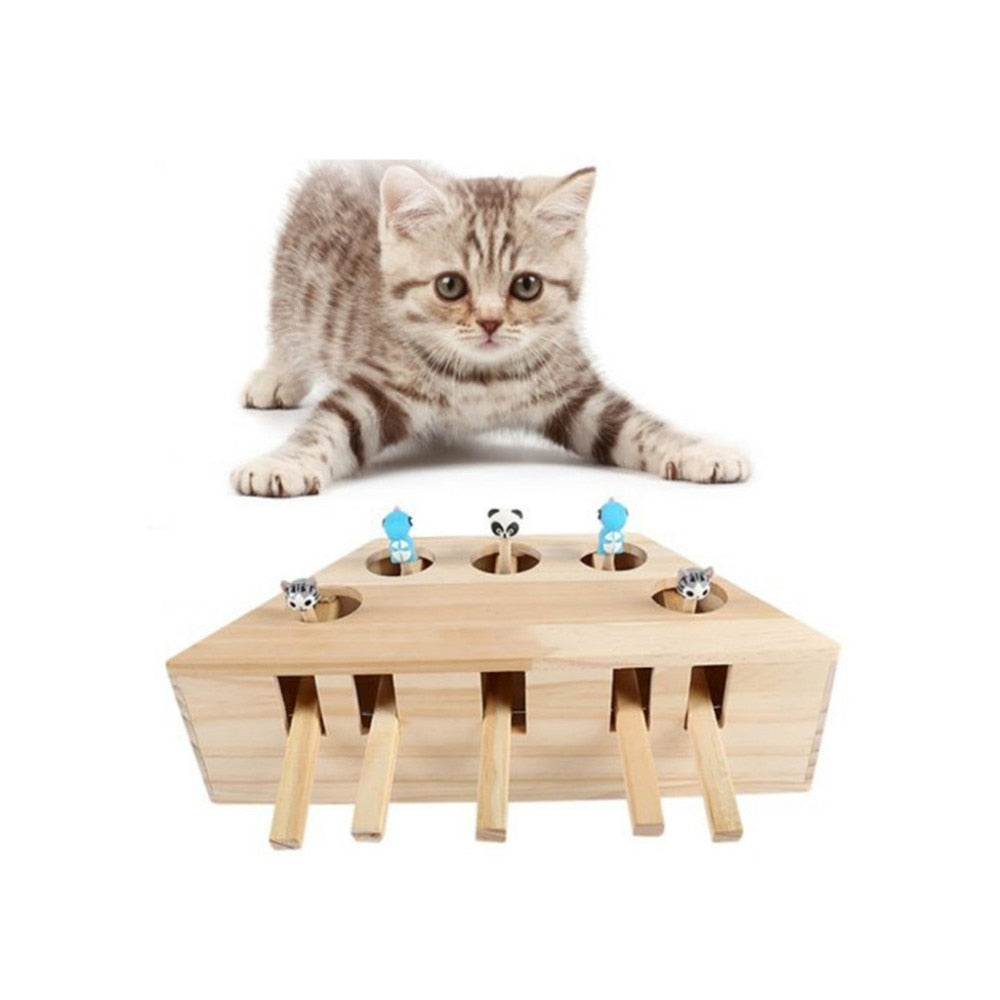 Cat Hunt Wooden Mouse Toy - COOLCrown Store