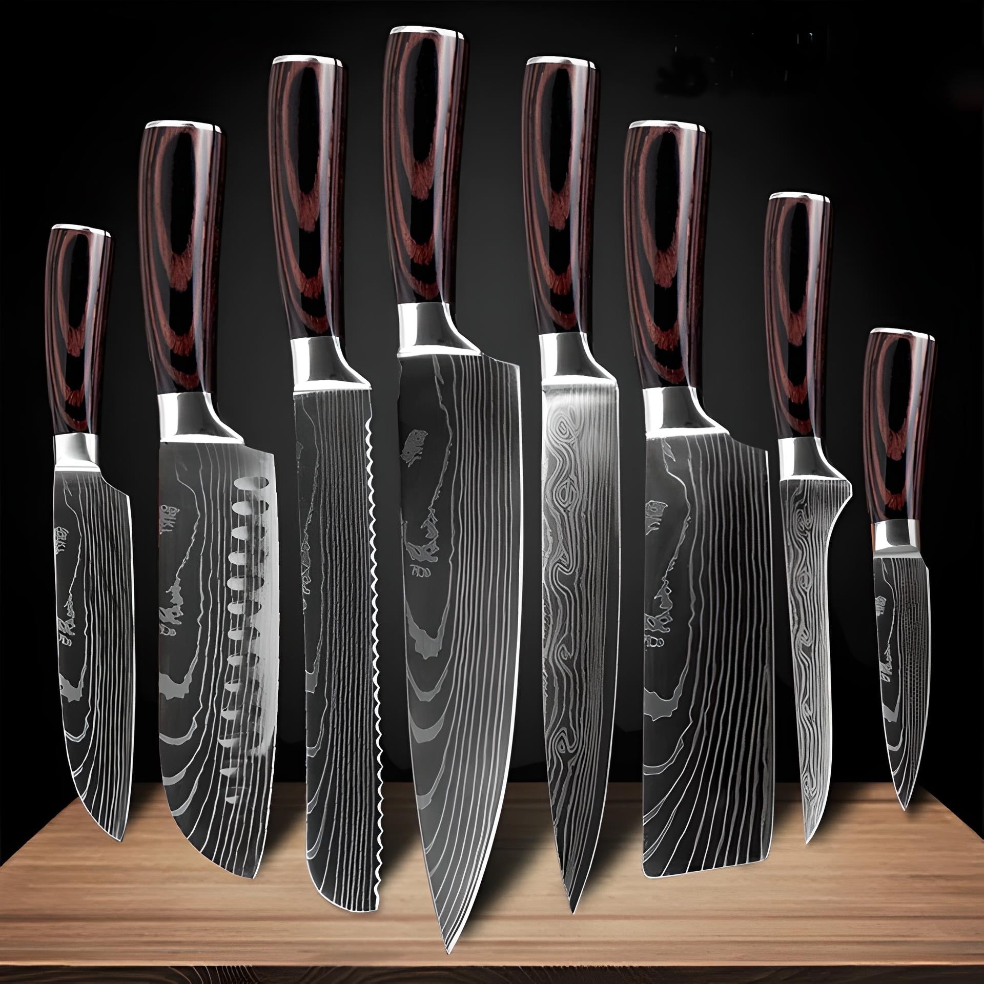 Chef Knife Laser Damascus Japanese Kitchen Utility Knives Set - COOLCrown Store