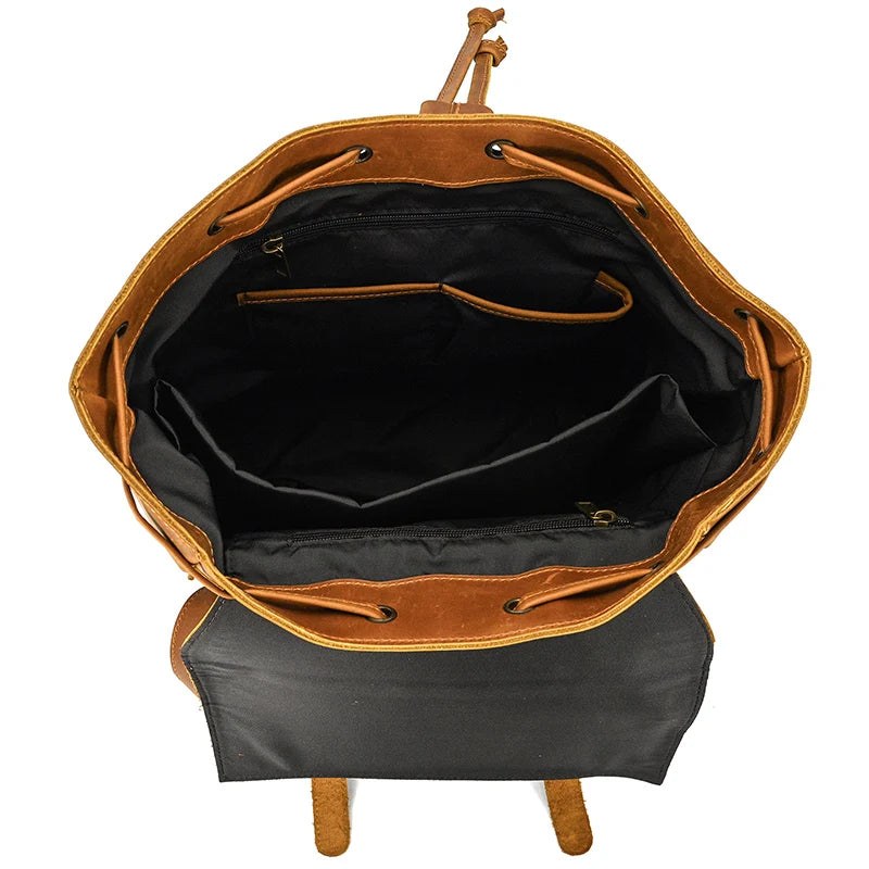 Vintage Crazy Horse Leather Backpack 15.6" Laptop Travel Daypack for Men