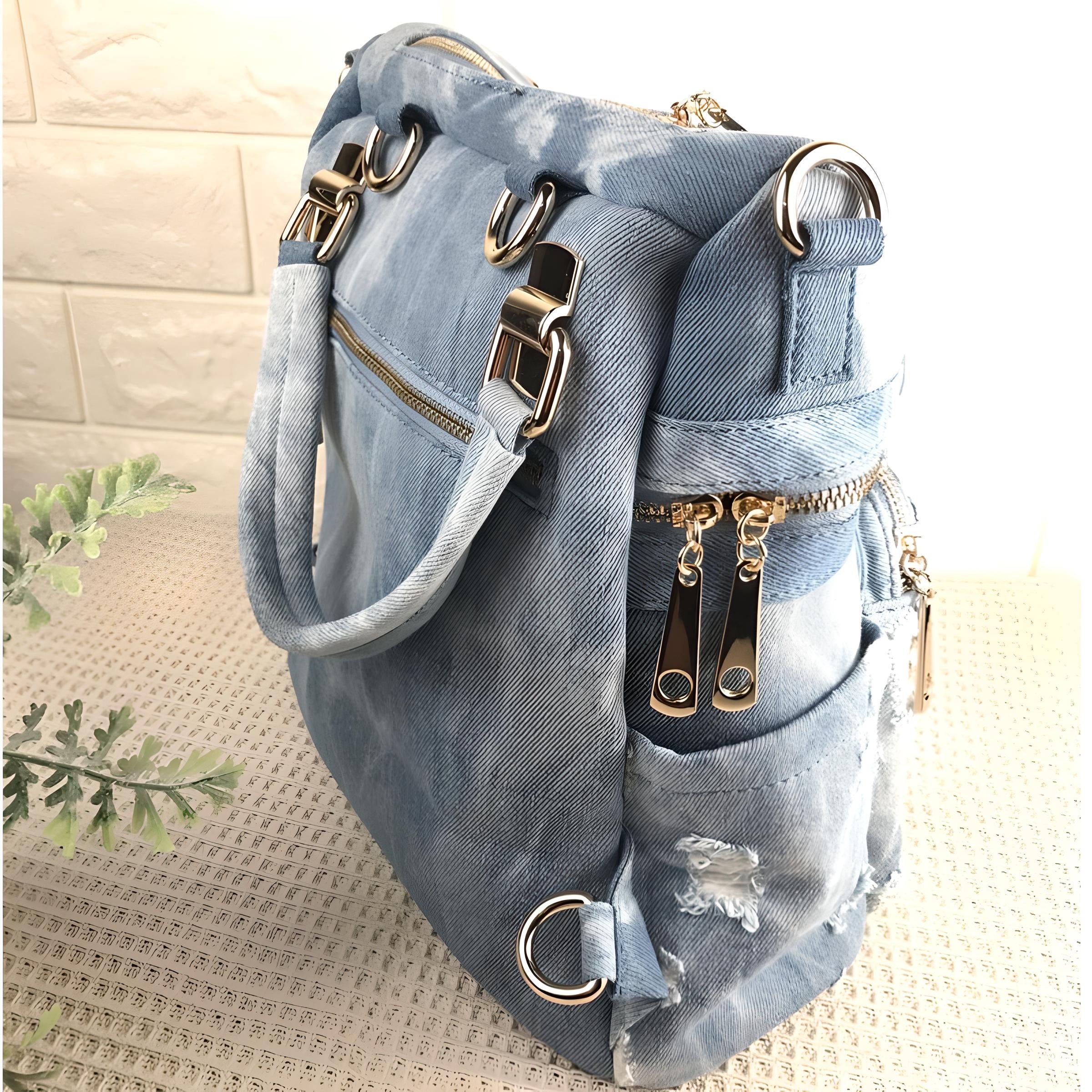 School Mini Denim Backpack