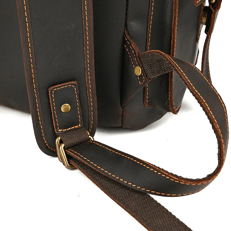 Vintage Crazy Horse Leather Backpack 15.6" Laptop Travel Daypack for Men
