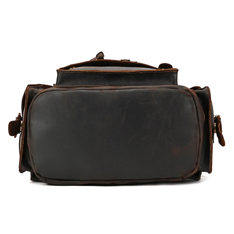 Vintage Crazy Horse Leather Backpack 15.6" Laptop Travel Daypack for Men