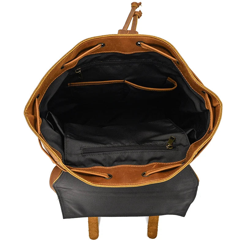 Vintage Crazy Horse Leather Backpack 15.6" Laptop Travel Daypack for Men