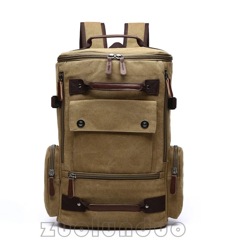 Men's Vintage Canvas Backpack Travel Laptop Bag Large Capacity Durable