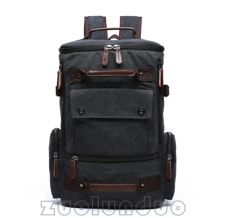 Men's Vintage Canvas Backpack Travel Laptop Bag Large Capacity Durable
