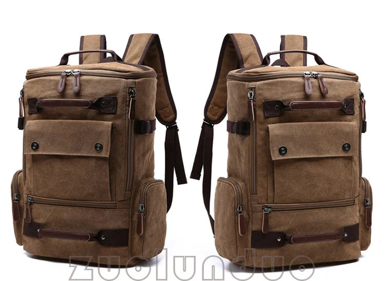 Men's Vintage Canvas Backpack Travel Laptop Bag Large Capacity Durable