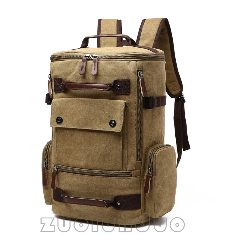 Men's Vintage Canvas Backpack Travel Laptop Bag Large Capacity Durable