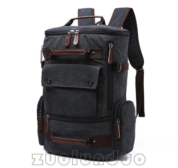 Men's Vintage Canvas Backpack Travel Laptop Bag Large Capacity Durable