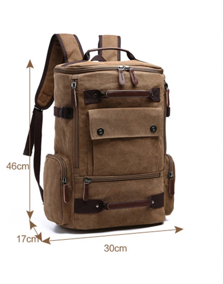 Men's Vintage Canvas Backpack Travel Laptop Bag Large Capacity Durable