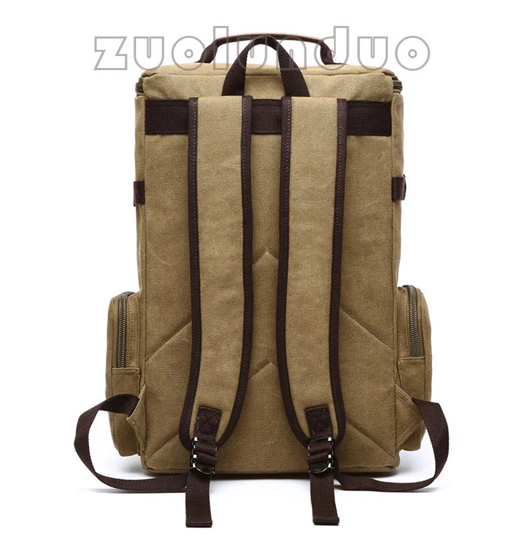 Men's Vintage Canvas Backpack Travel Laptop Bag Large Capacity Durable