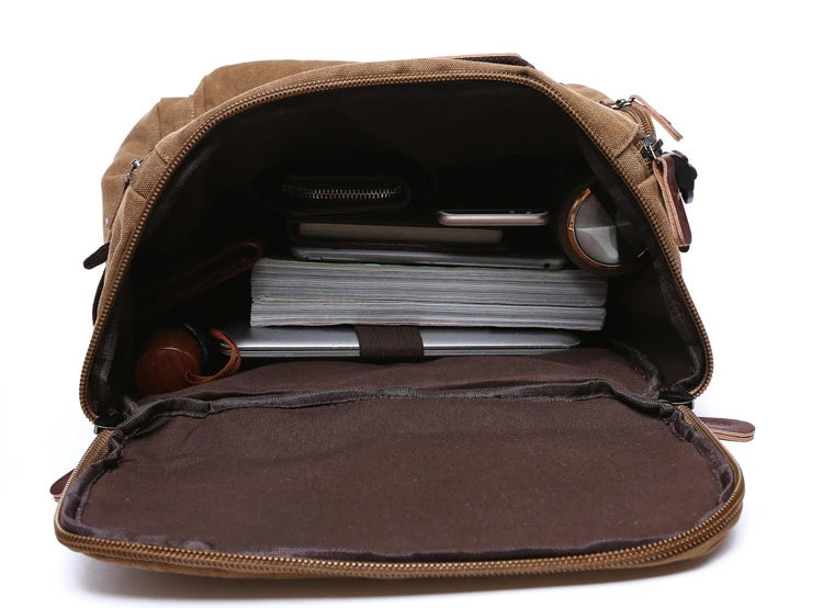 Men's Vintage Canvas Backpack Travel Laptop Bag Large Capacity Durable