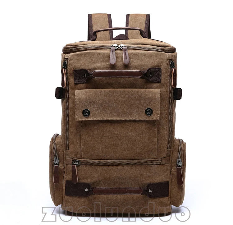 Men's Vintage Canvas Backpack Travel Laptop Bag Large Capacity Durable