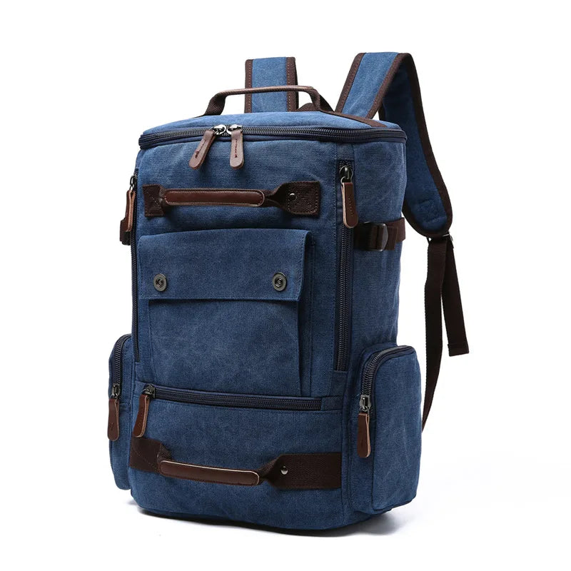Men's Vintage Canvas Backpack Travel Laptop Bag Large Capacity Durable