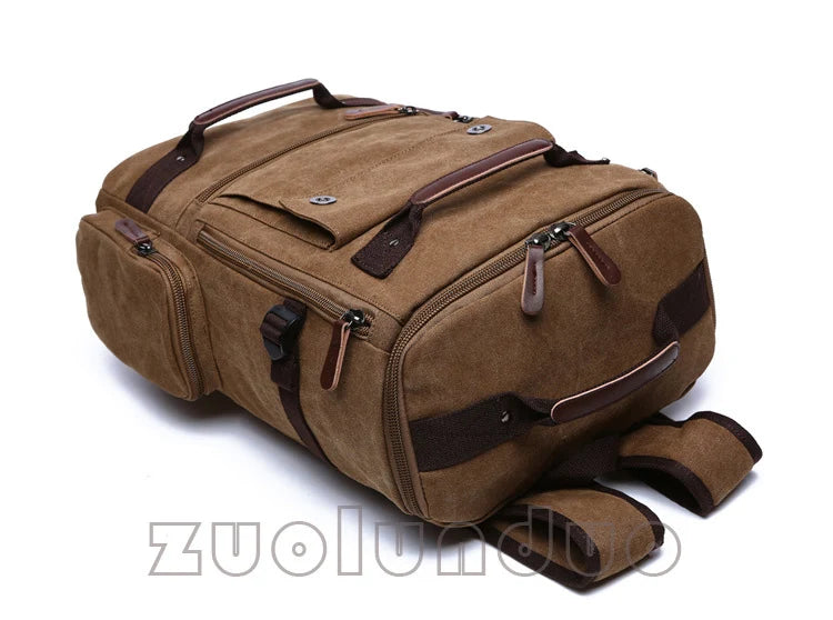 Men's Vintage Canvas Backpack Travel Laptop Bag Large Capacity Durable