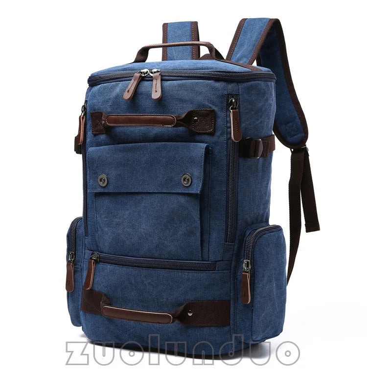 Men's Vintage Canvas Backpack Travel Laptop Bag Large Capacity Durable