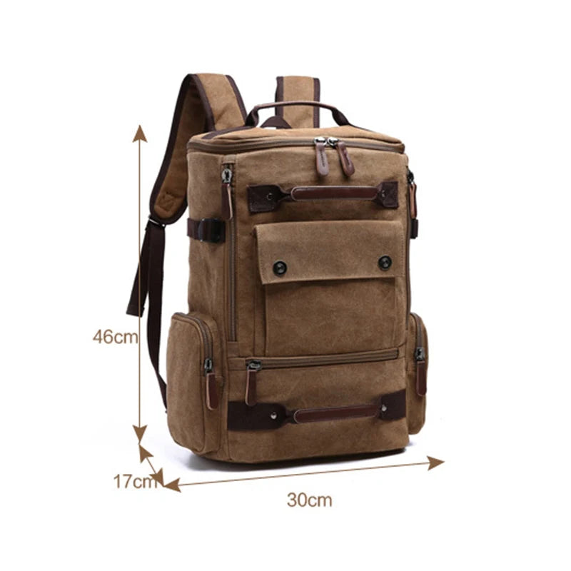 Men's Vintage Canvas Backpack Travel Laptop Bag Large Capacity Durable