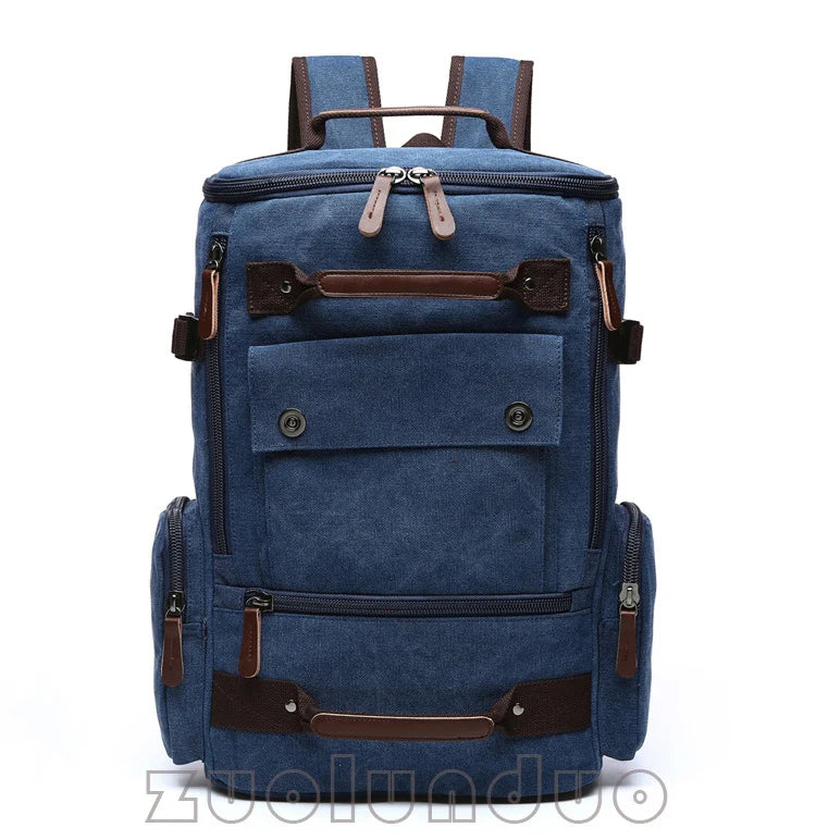 Men's Vintage Canvas Backpack Travel Laptop Bag Large Capacity Durable
