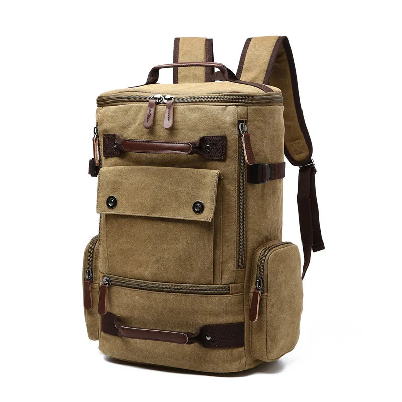 Men's Vintage Canvas Backpack Travel Laptop Bag Large Capacity Durable