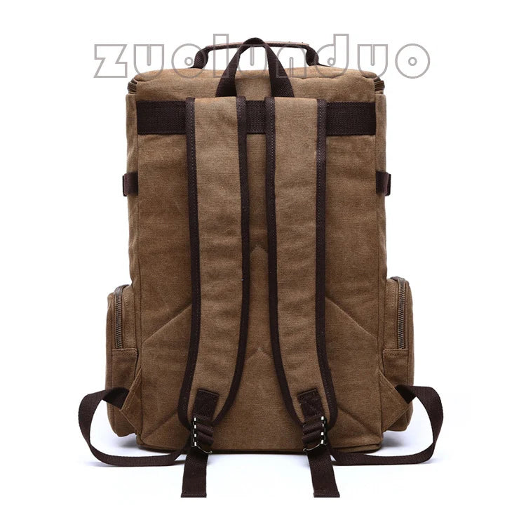 Men's Vintage Canvas Backpack Travel Laptop Bag Large Capacity Durable