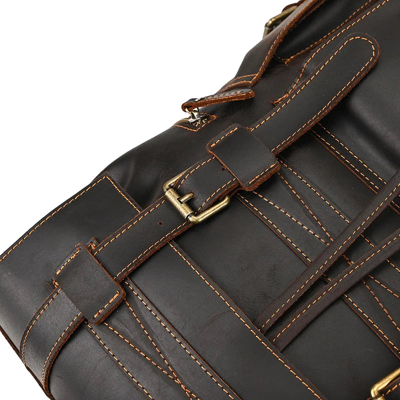 Vintage Crazy Horse Leather Backpack 15.6" Laptop Travel Daypack for Men