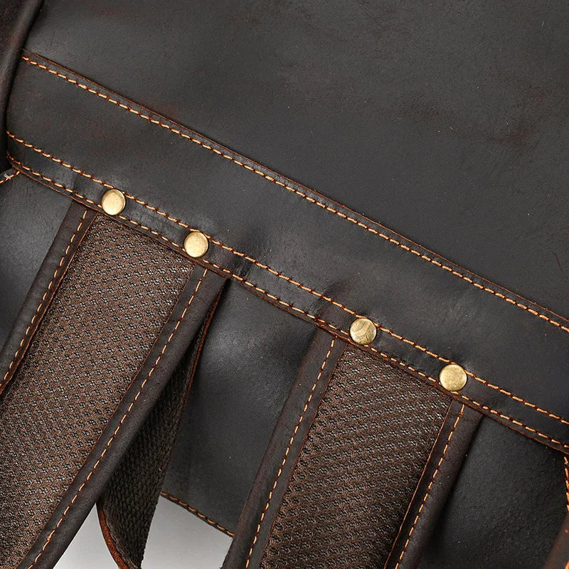 Vintage Crazy Horse Leather Backpack 15.6" Laptop Travel Daypack for Men