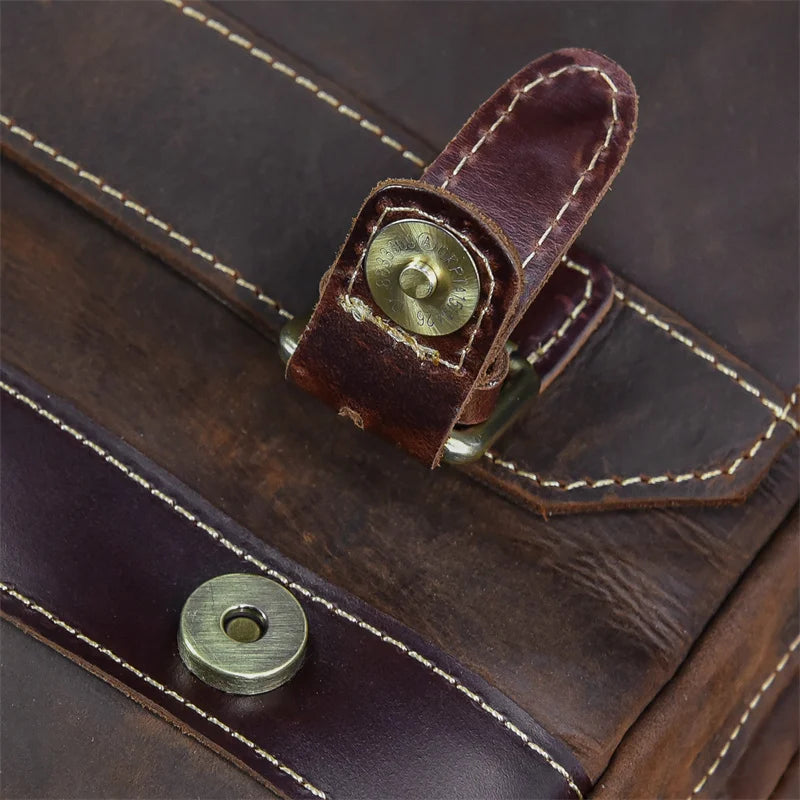 Retro Genuine Leather Backpack for Men – Durable Crazy Horse Daypack