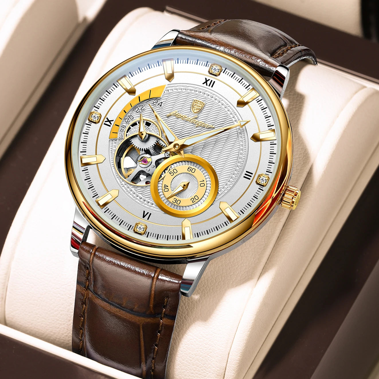 Luxury Tourbillon Men’s Watch – Automatic, Waterproof & Leather
