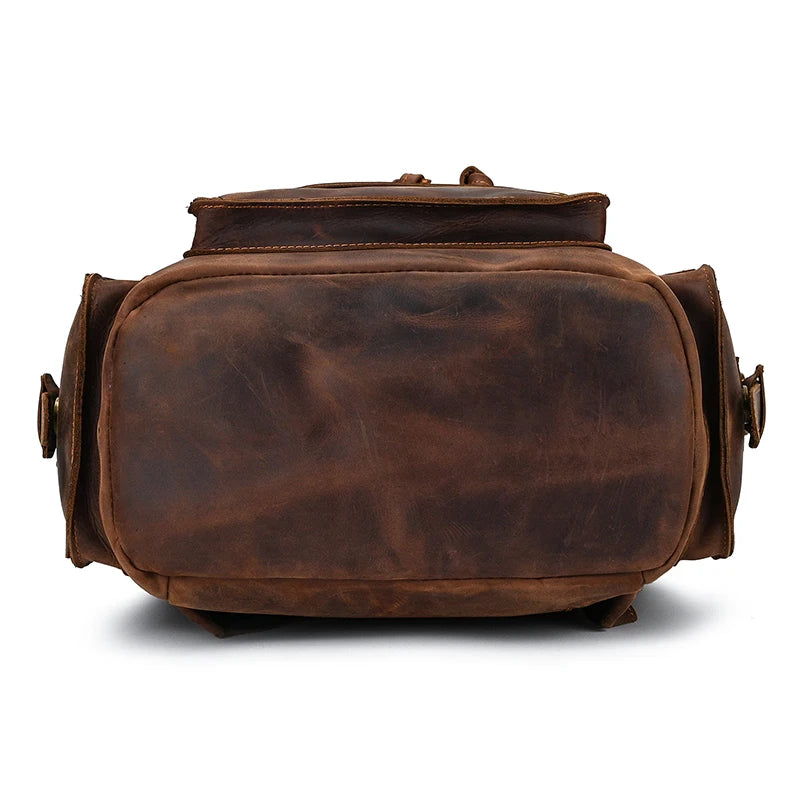 Vintage Crazy Horse Leather Backpack 15.6" Laptop Travel Daypack for Men