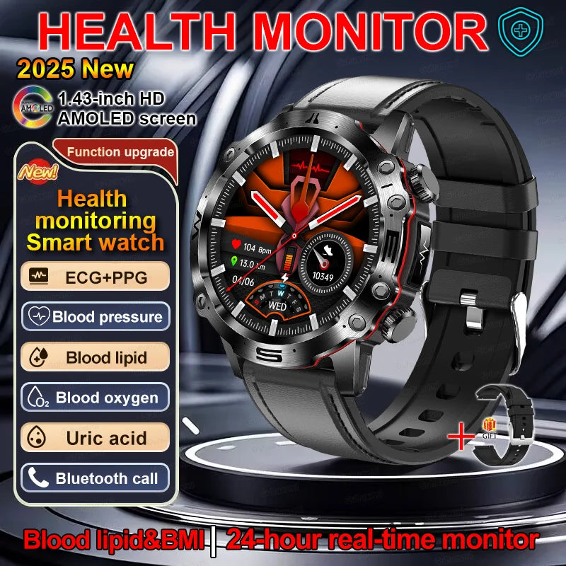 Smartwatch for Men – Health Tracker with ECG, BP, SpO2, Uric Acid